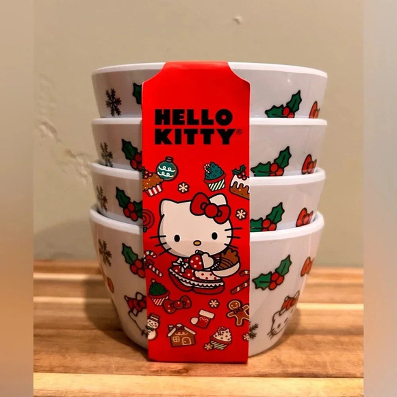 Hello Kitty stackable Christmas Bowls by Sanrio. 4 bowls. 100% Melamine. NWTS🎁 - Picture 5 of 10